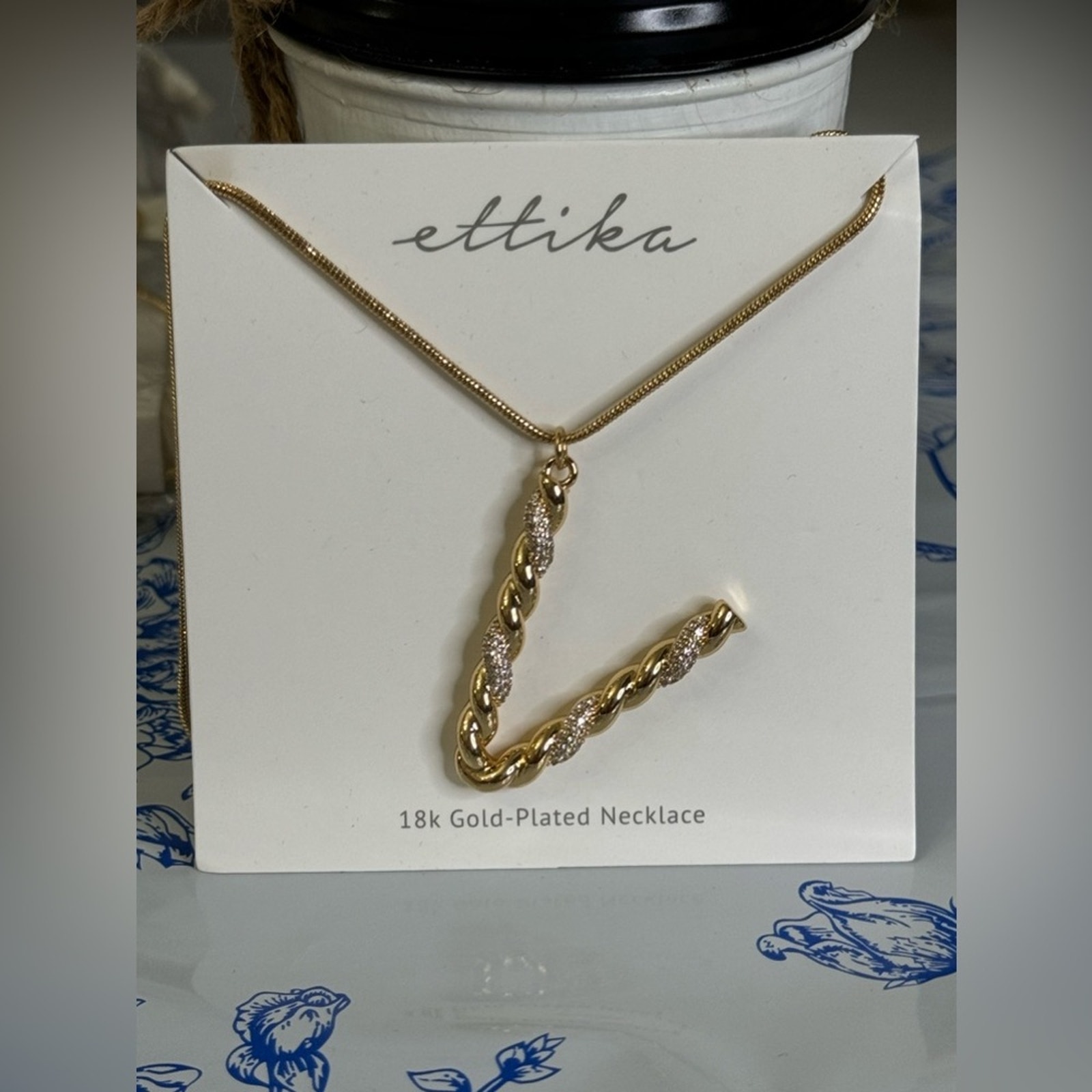 New  Ettika Letter V 18k Goldplated  Cubic Zirconia Initial Pendant